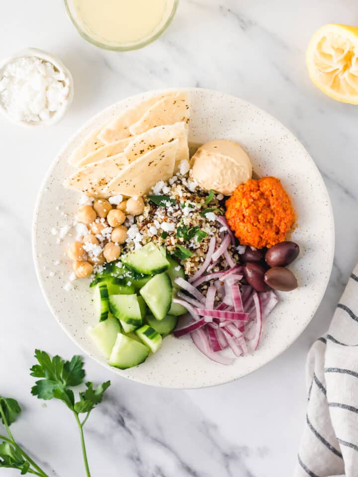 Easy Vegan Quinoa Bowl with Tahini Dressing - Notably Vegan